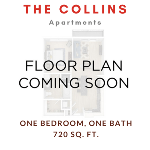 Floor plan for 1 bed, 1 bath, 720 sqft